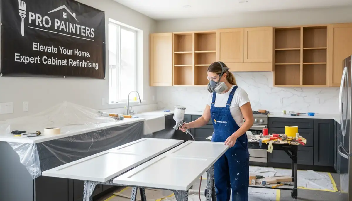 Professional cabinet painting in Bloomington, IN kitchen by local expert painters