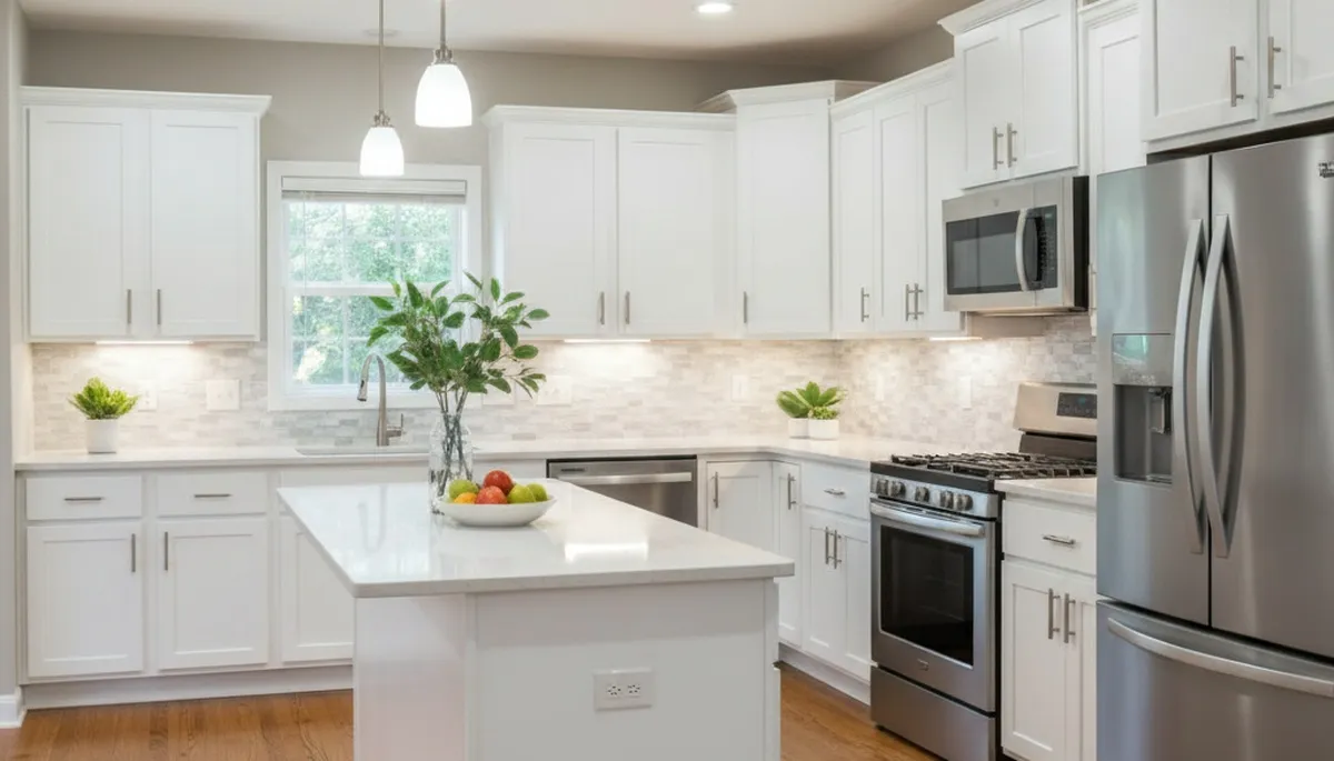 Refinished kitchen cabinets with smooth, modern finishes by house painters in Bloomington, IN