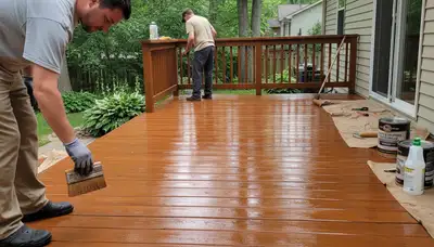 Professional deck staining in Bloomington IN enhancing wood grain and protecting decks from UV and moisture