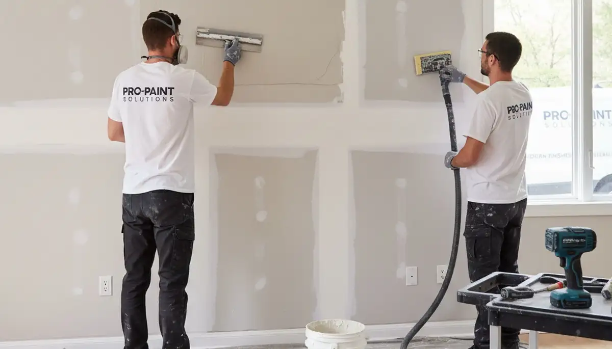 Painter repairing drywall cracks in Bloomington IN home for expert wall restoration services