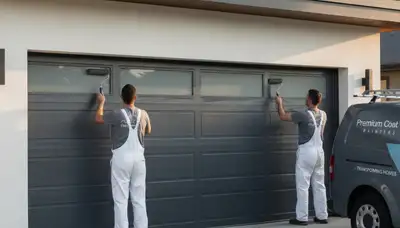 Professional garage door painting by expert house painters in Bloomington, IN