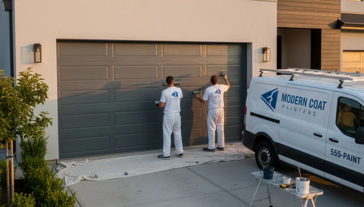 Professional garage door painting by expert house painters in Bloomington, IN