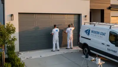 Professional garage door painting by expert house painters in Bloomington, IN