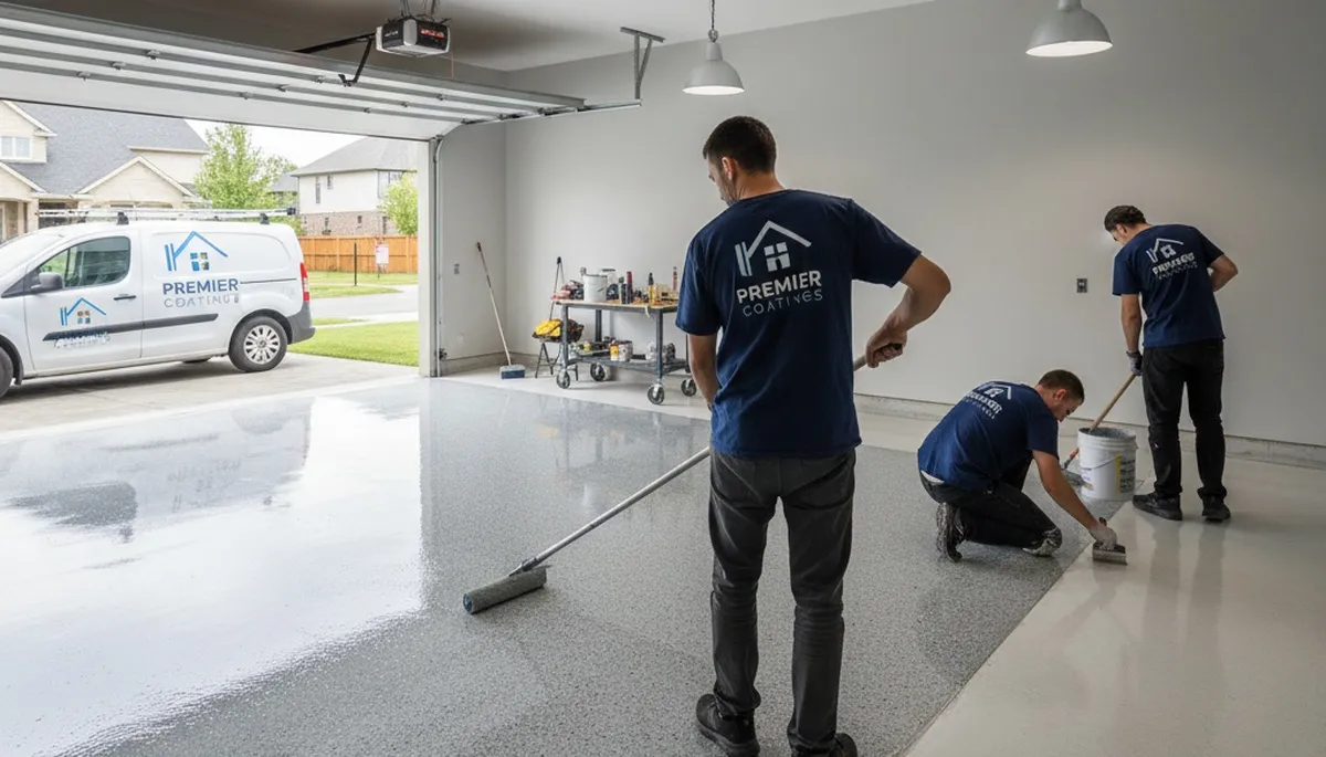 Professional garage floor epoxy coating in Bloomington IN for durable, moisture-resistant finish