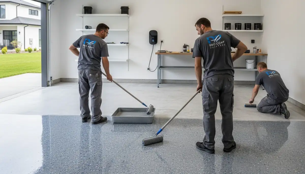 Professional epoxy garage floor coating in Bloomington IN by expert painters for durable finish