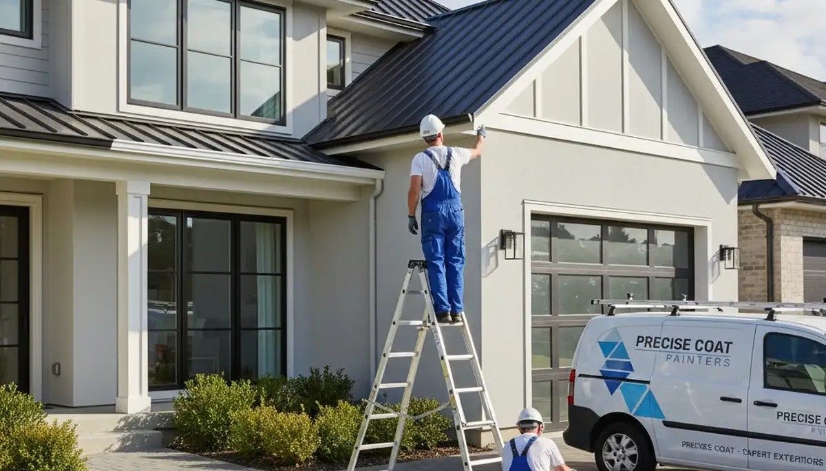 Professional gutter painting on Bloomington IN home exterior by local house painters