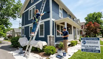 Professional house painters enhancing home exterior in Bloomington, IN
