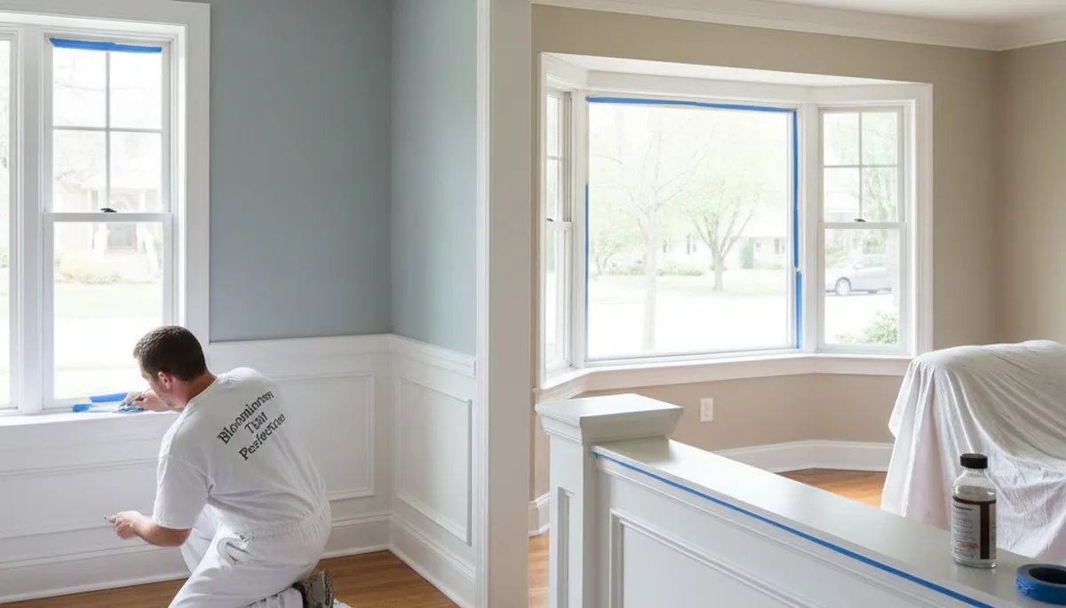 Professional interior trim painting with clean lines in a Bloomington, IN home by expert painters