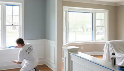 Professional interior trim painting with clean lines in a Bloomington, IN home by expert painters