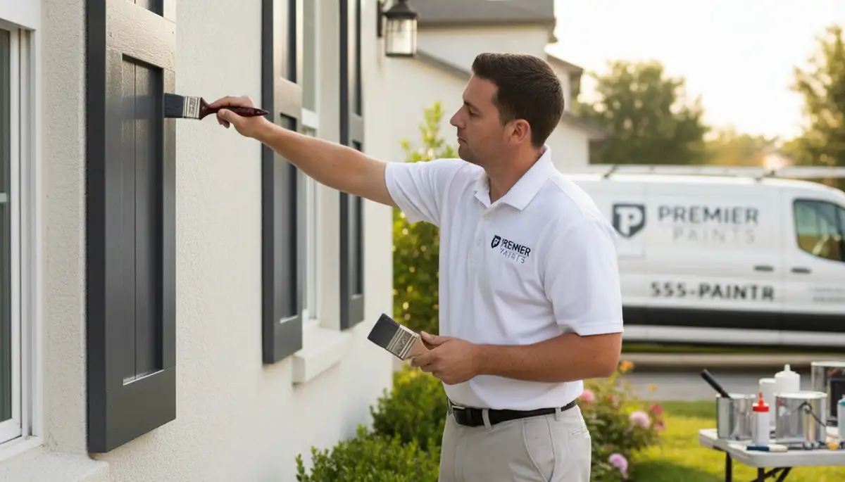 Professional shutter painting on Bloomington IN home exterior by expert house painters