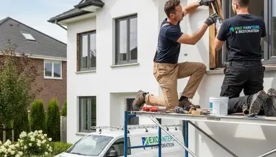Professional wood rot repair on home siding in Bloomington, IN by expert house painters