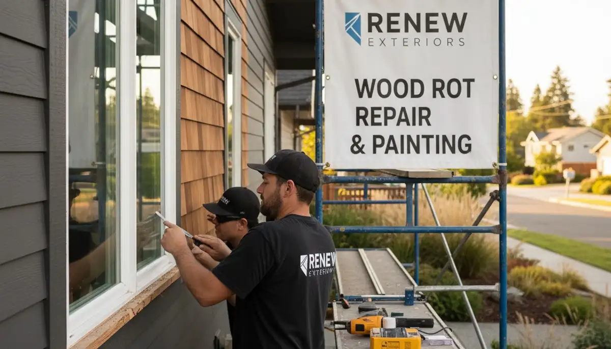Bloomington IN painters repairing wood rot on home siding with expert restoration craftsmanship